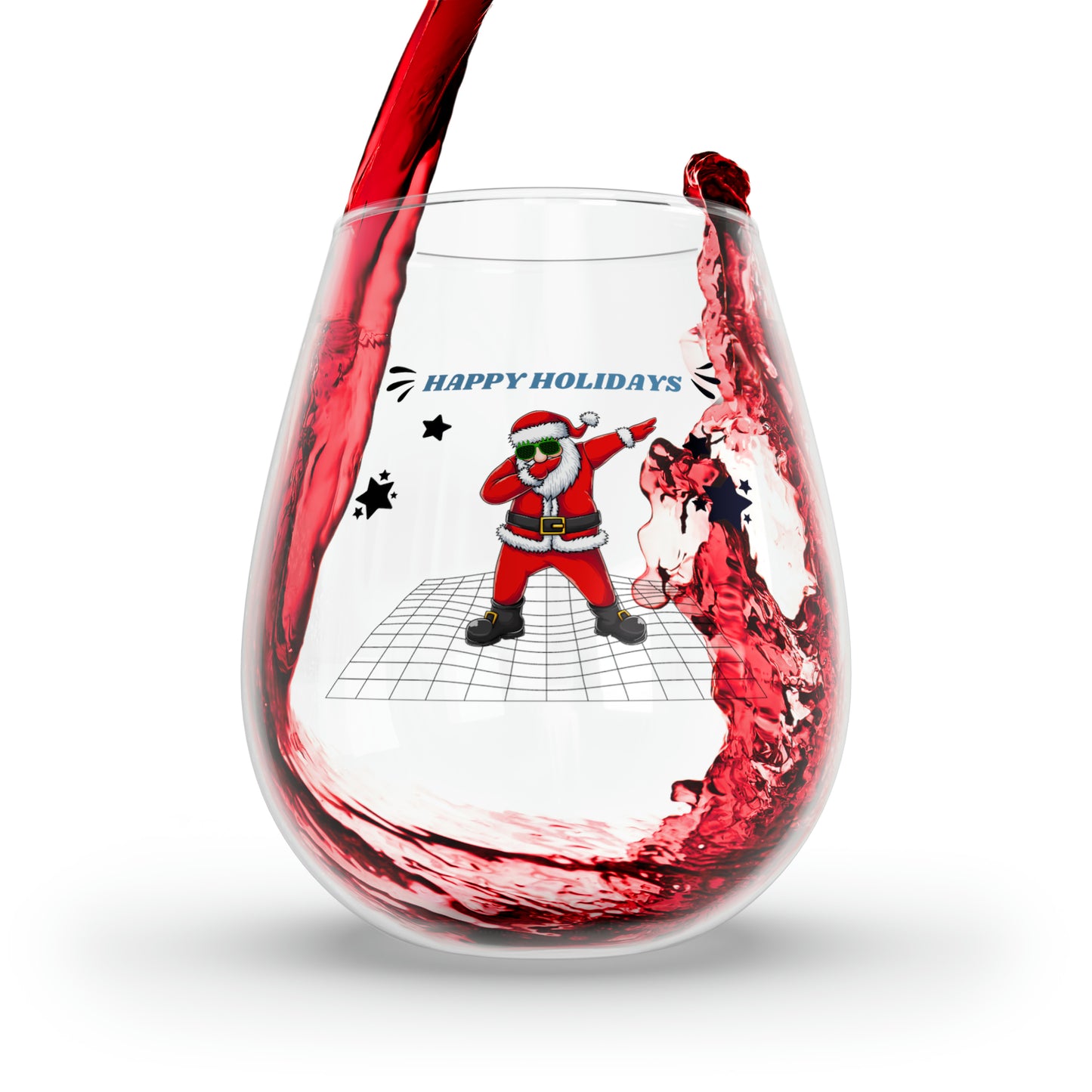 Santa's Stemless Wine Glass