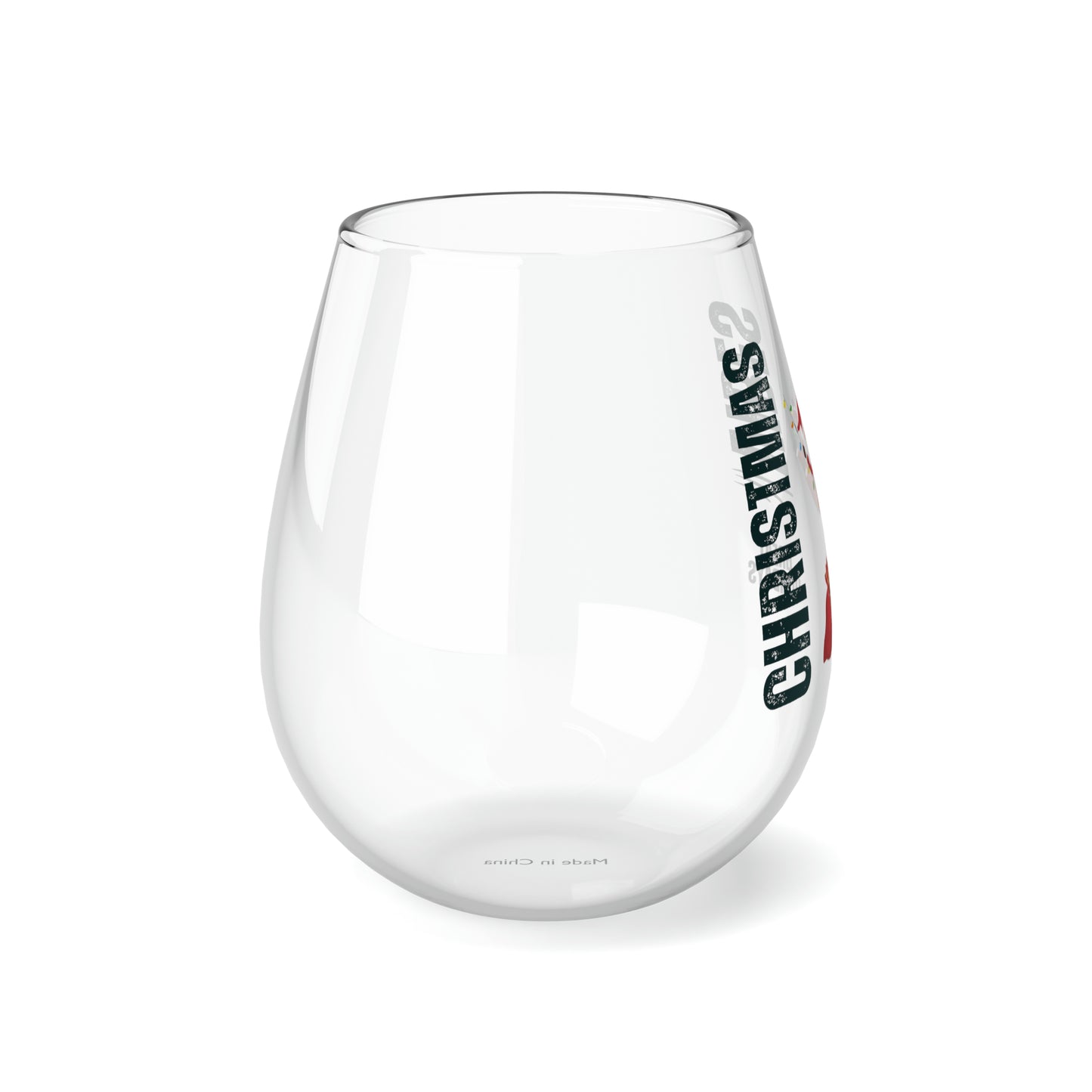 Stemless Wine Glass - Santa Swinging