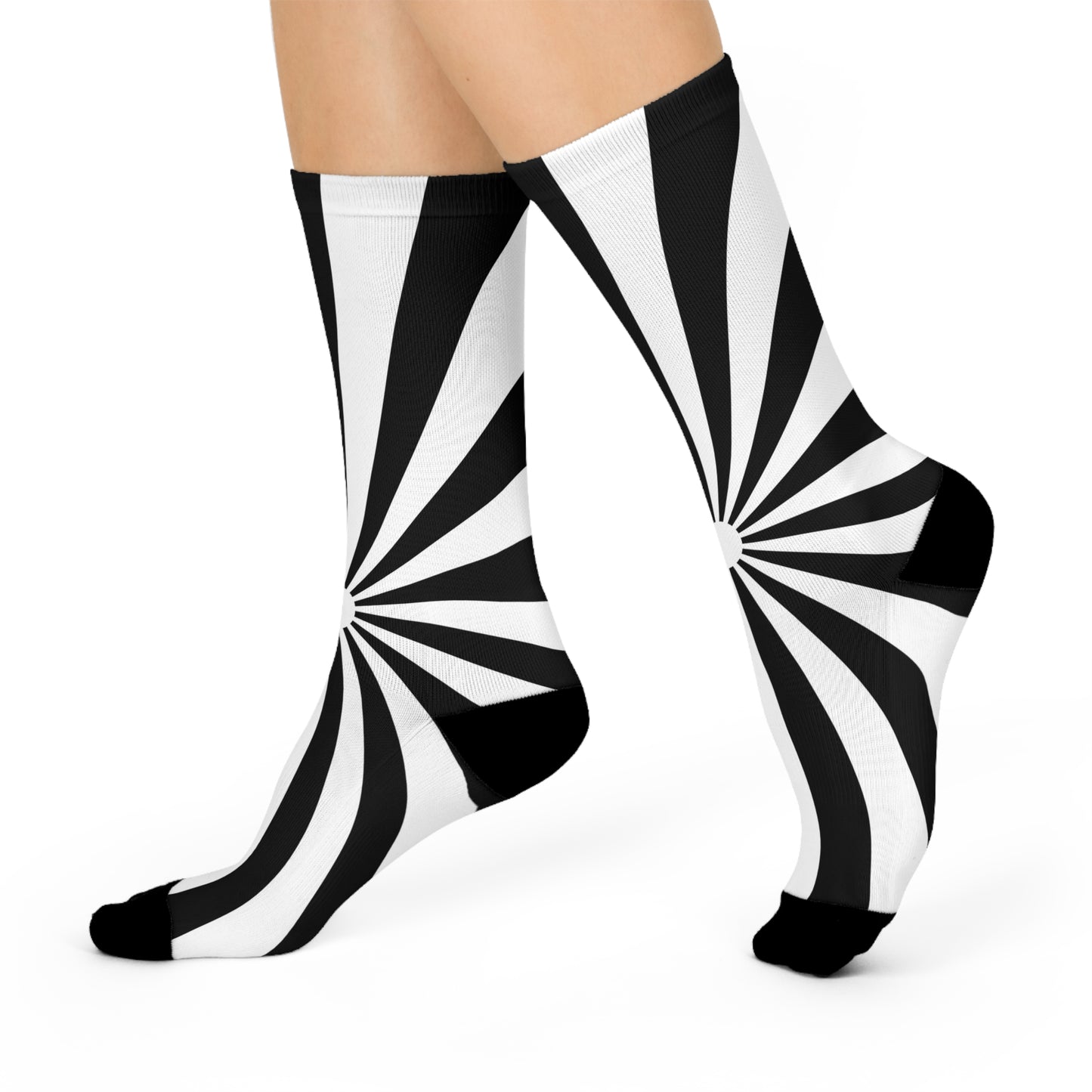 Cushioned Black & White Crew Socks