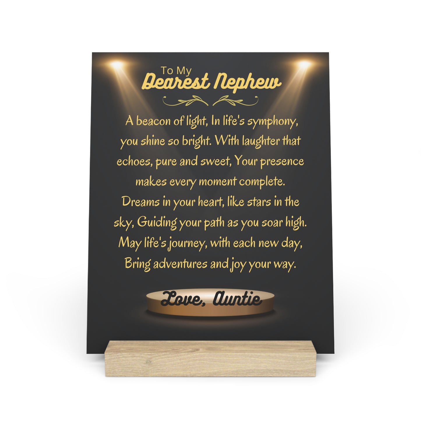 Gallery Board with Stand for Dearest Nephew