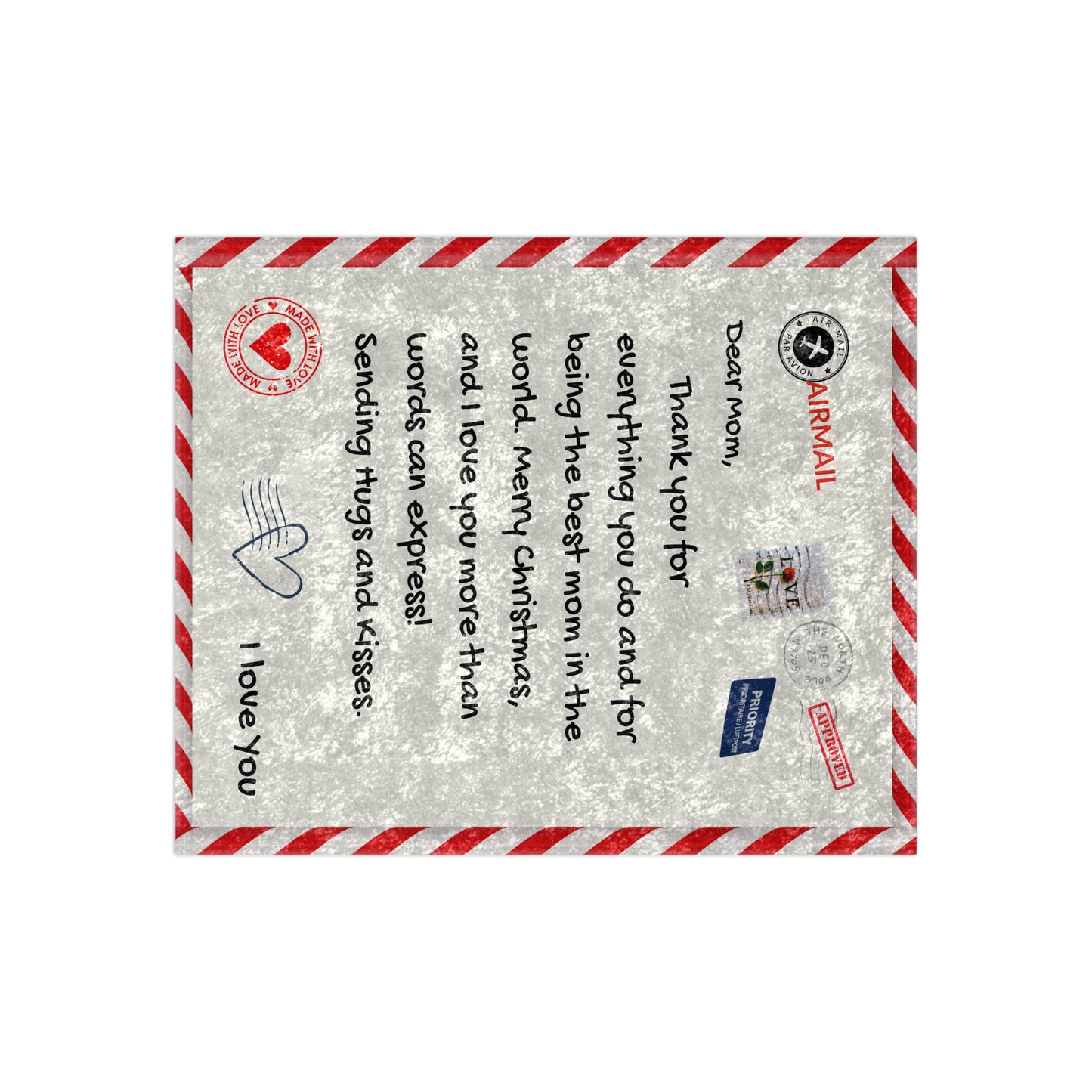 Mothers Christmas Airmail Crushed Velvet Blanket