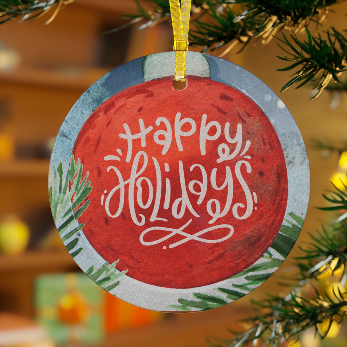 Glass Ornaments Happy Holidays
