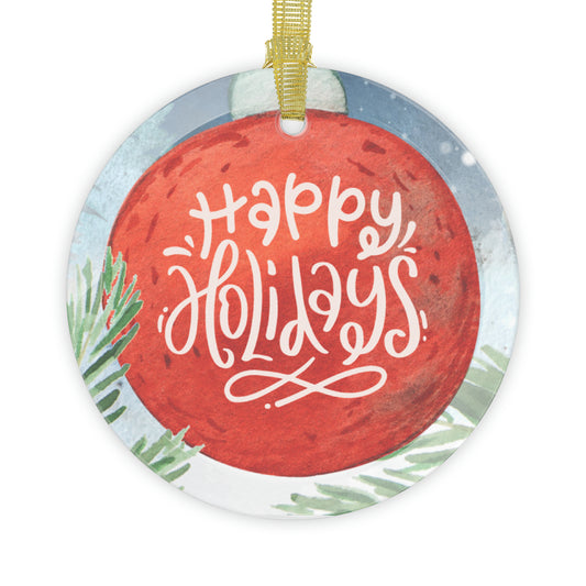 Glass Ornaments Happy Holidays