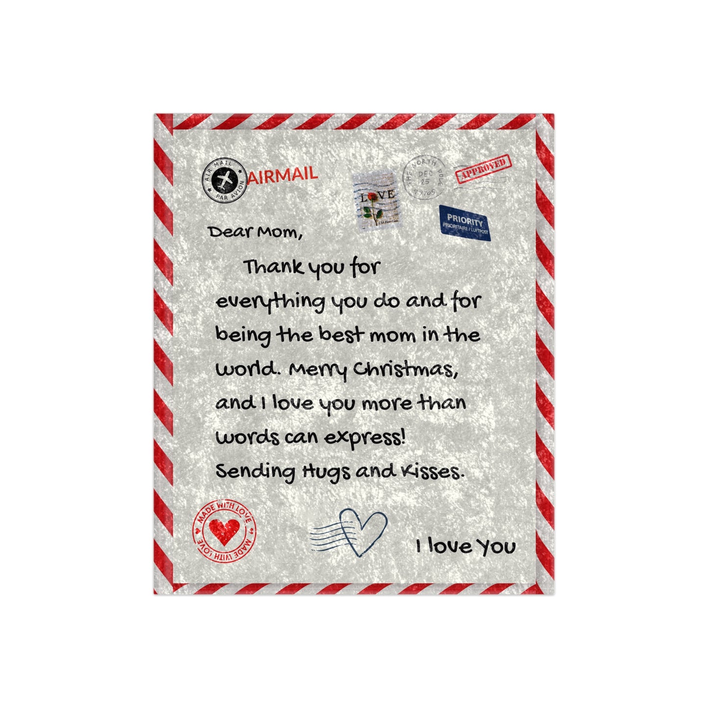 Mothers Christmas Airmail Crushed Velvet Blanket