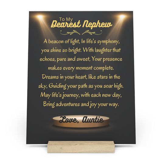 Gallery Board with Stand for Dearest Nephew