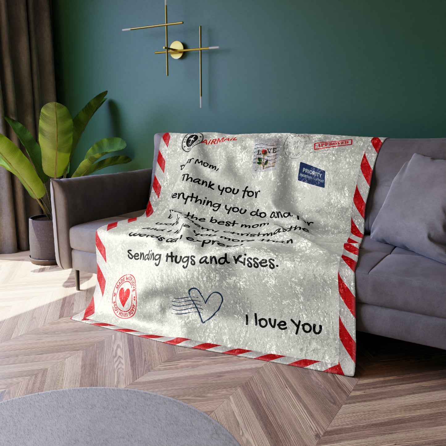 Mothers Christmas Airmail Crushed Velvet Blanket