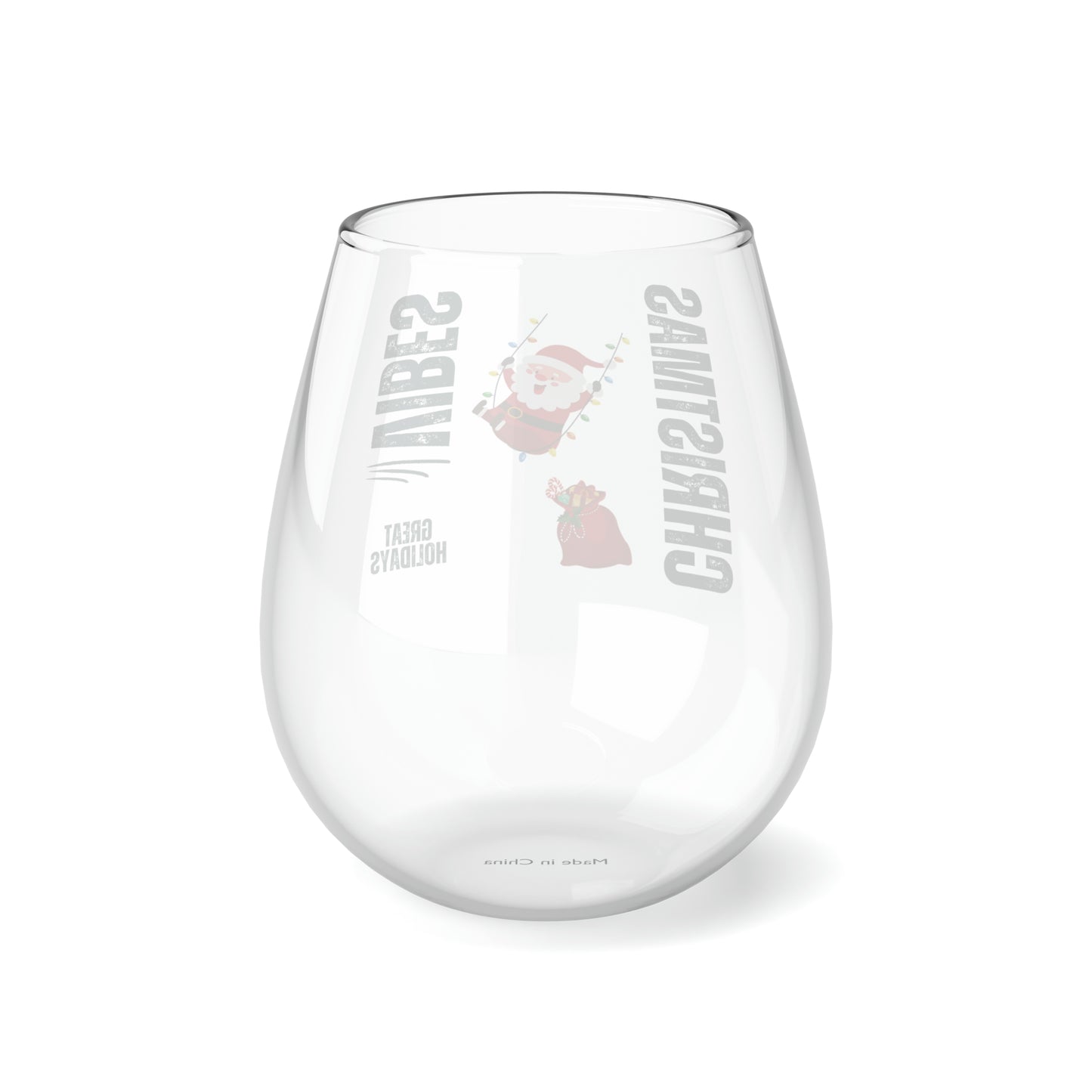 Stemless Wine Glass - Santa Swinging
