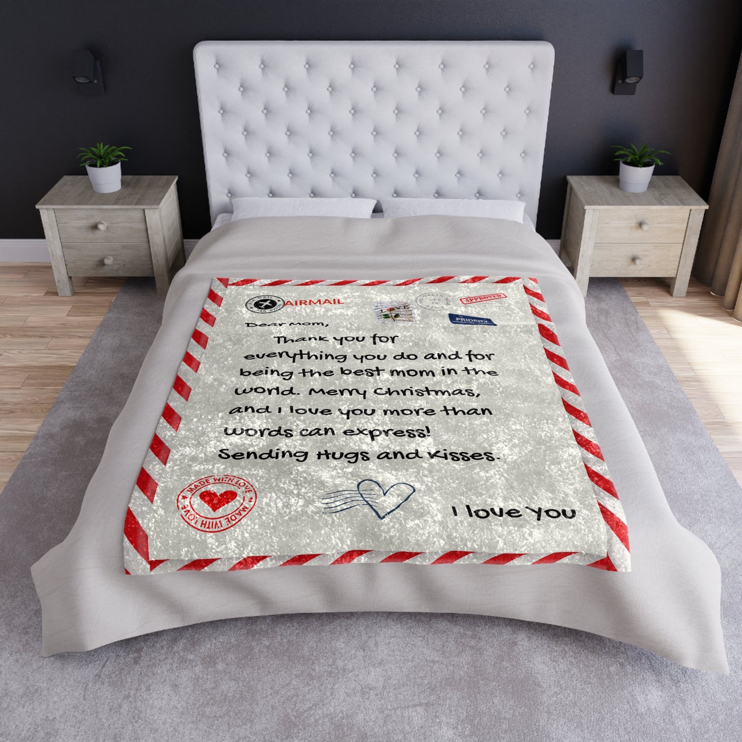 Mothers Christmas Airmail Crushed Velvet Blanket