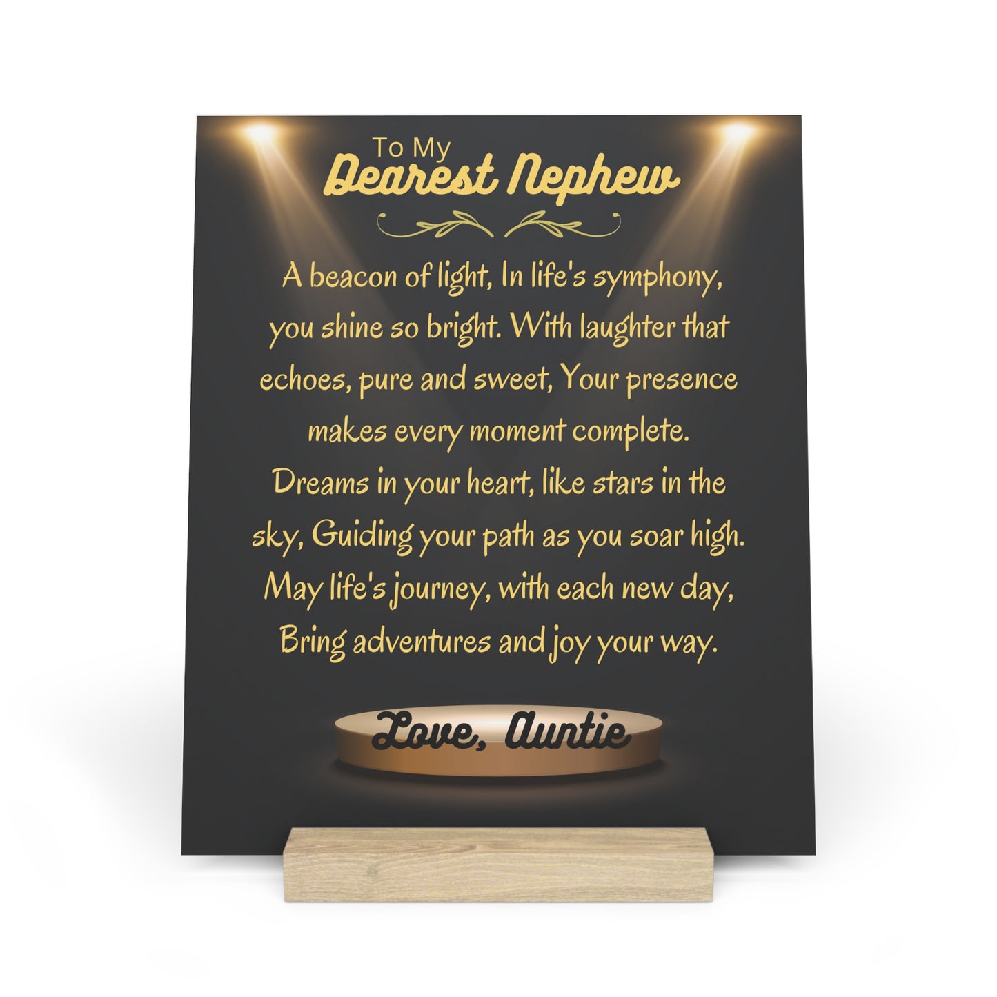 Gallery Board with Stand for Dearest Nephew