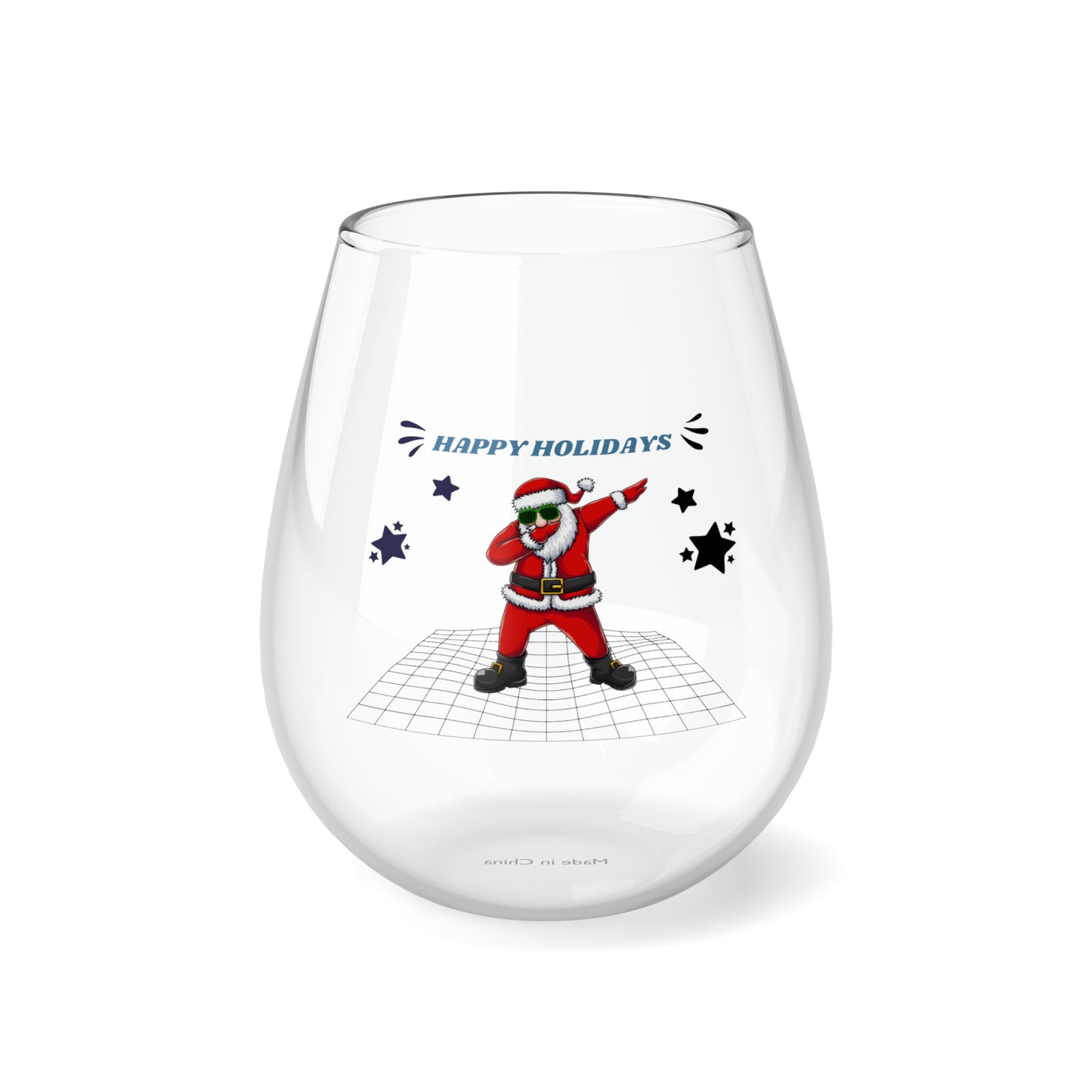 Santa's Stemless Wine Glass