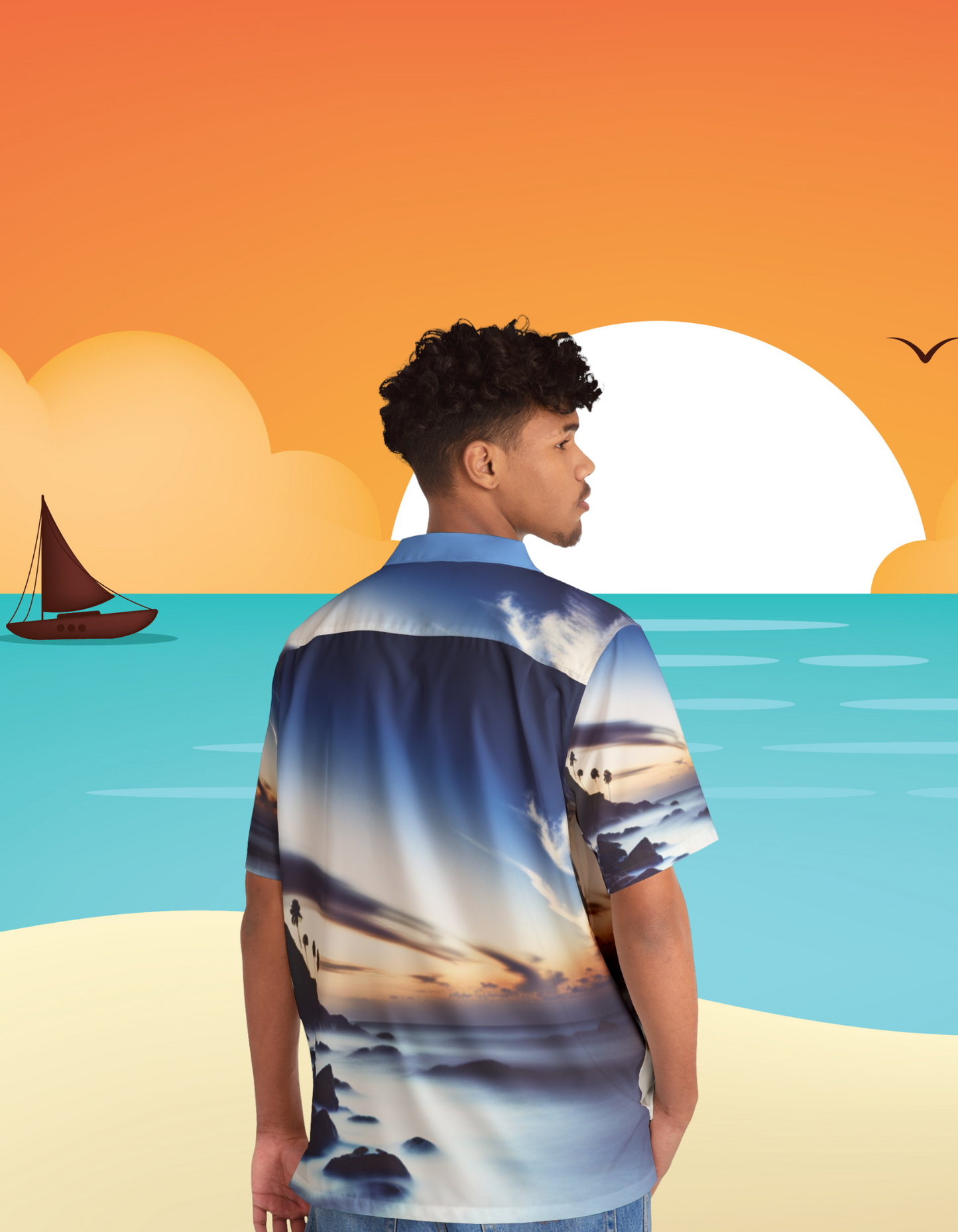 Men's Hawaiian Shirt (Blue)