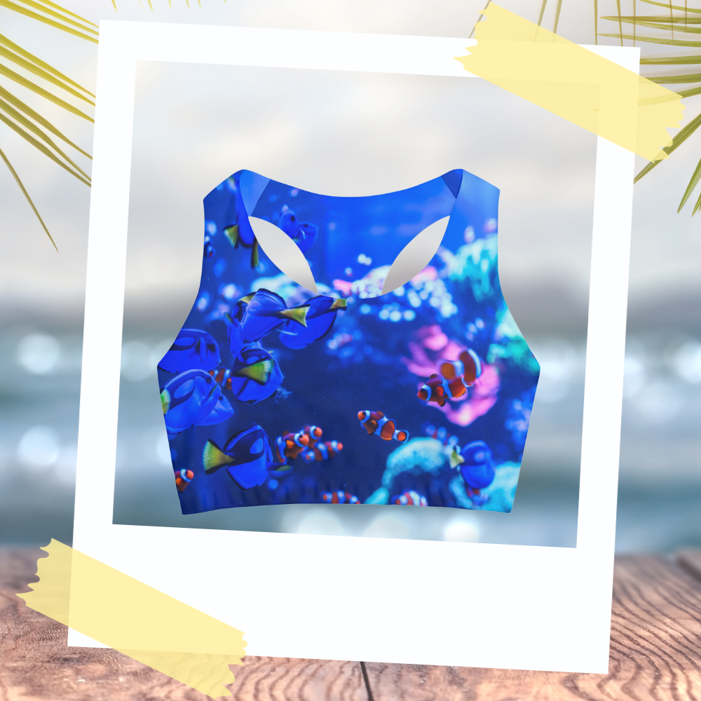 Blue Girls' Swimsuit Crop Top