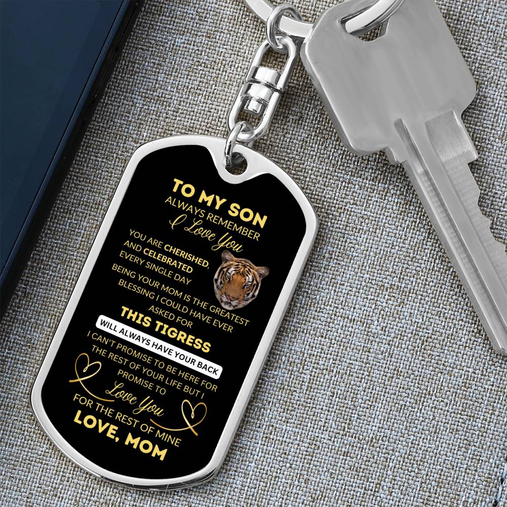 Dog Tag with Swivel Keychain | Mom to Son