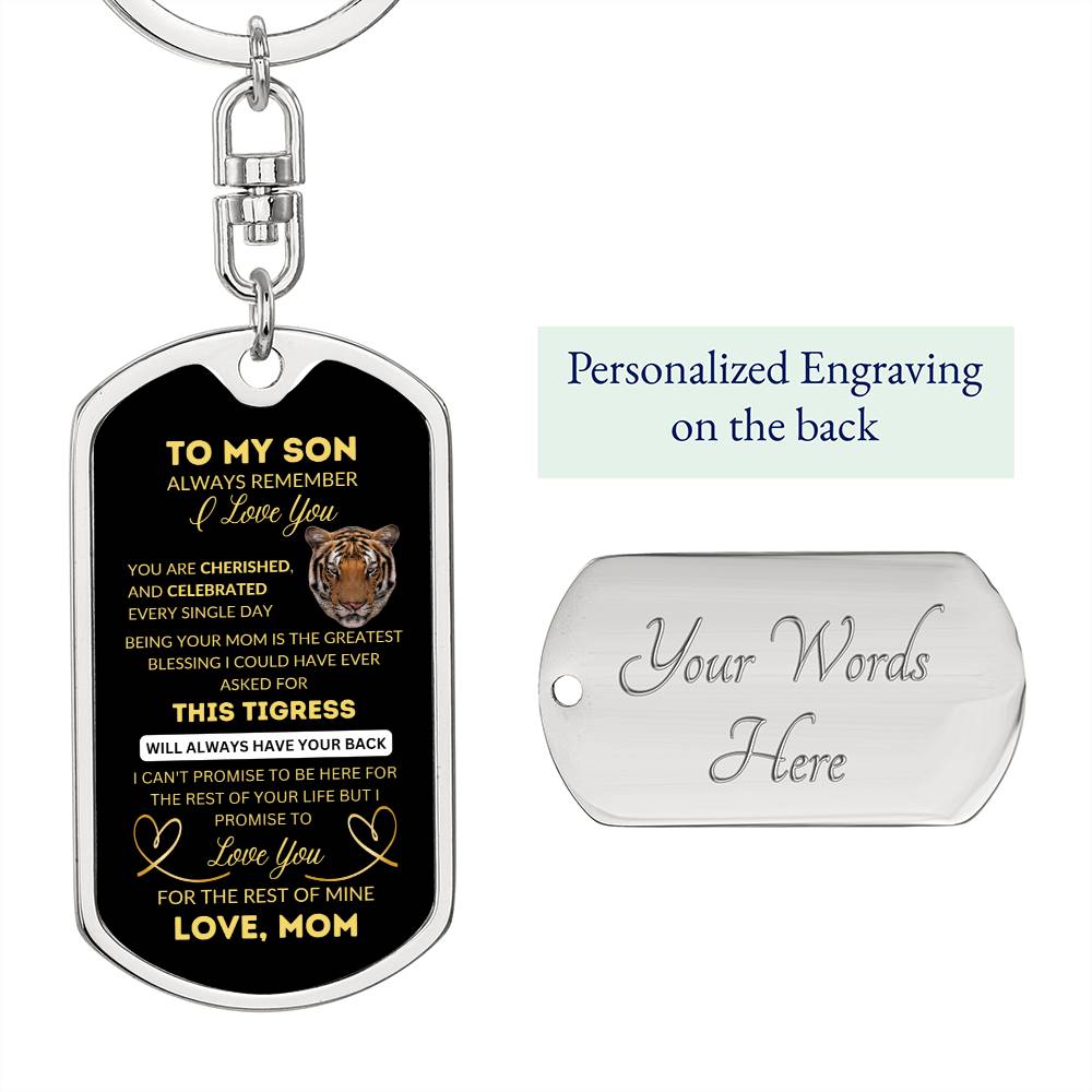 Dog Tag with Swivel Keychain | Mom to Son