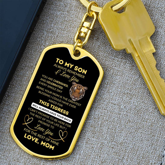 Dog Tag with Swivel Keychain | Mom to Son