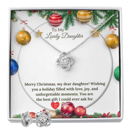 Christmas Love Knot Earring & Necklace Set