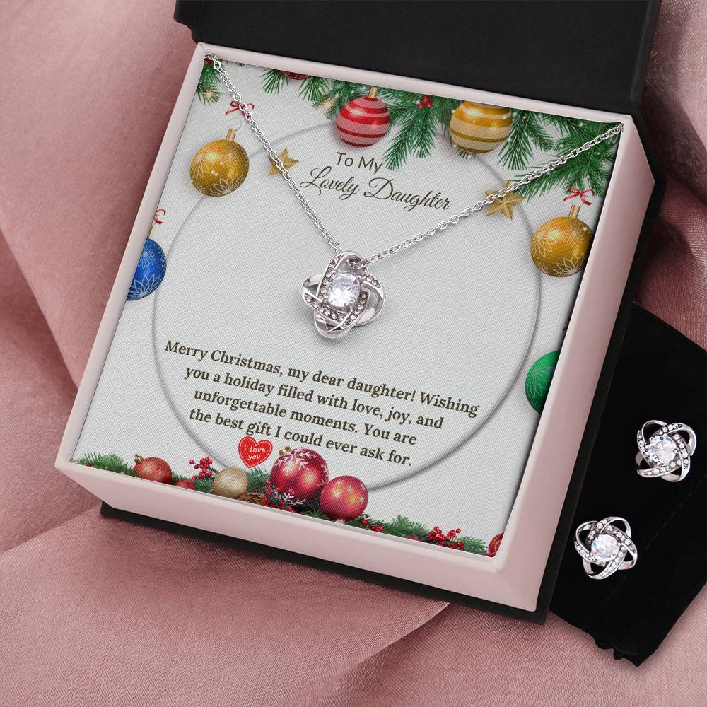 Christmas Love Knot Earring & Necklace Set