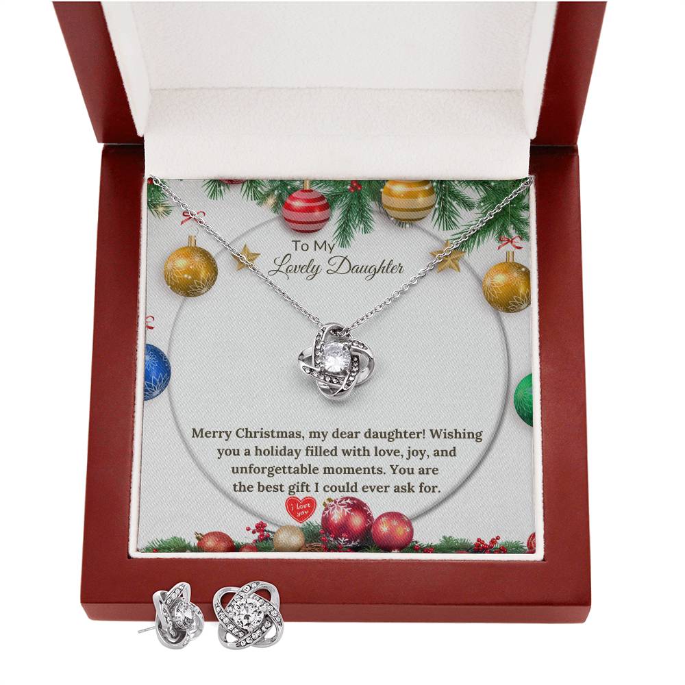 Christmas Love Knot Earring & Necklace Set