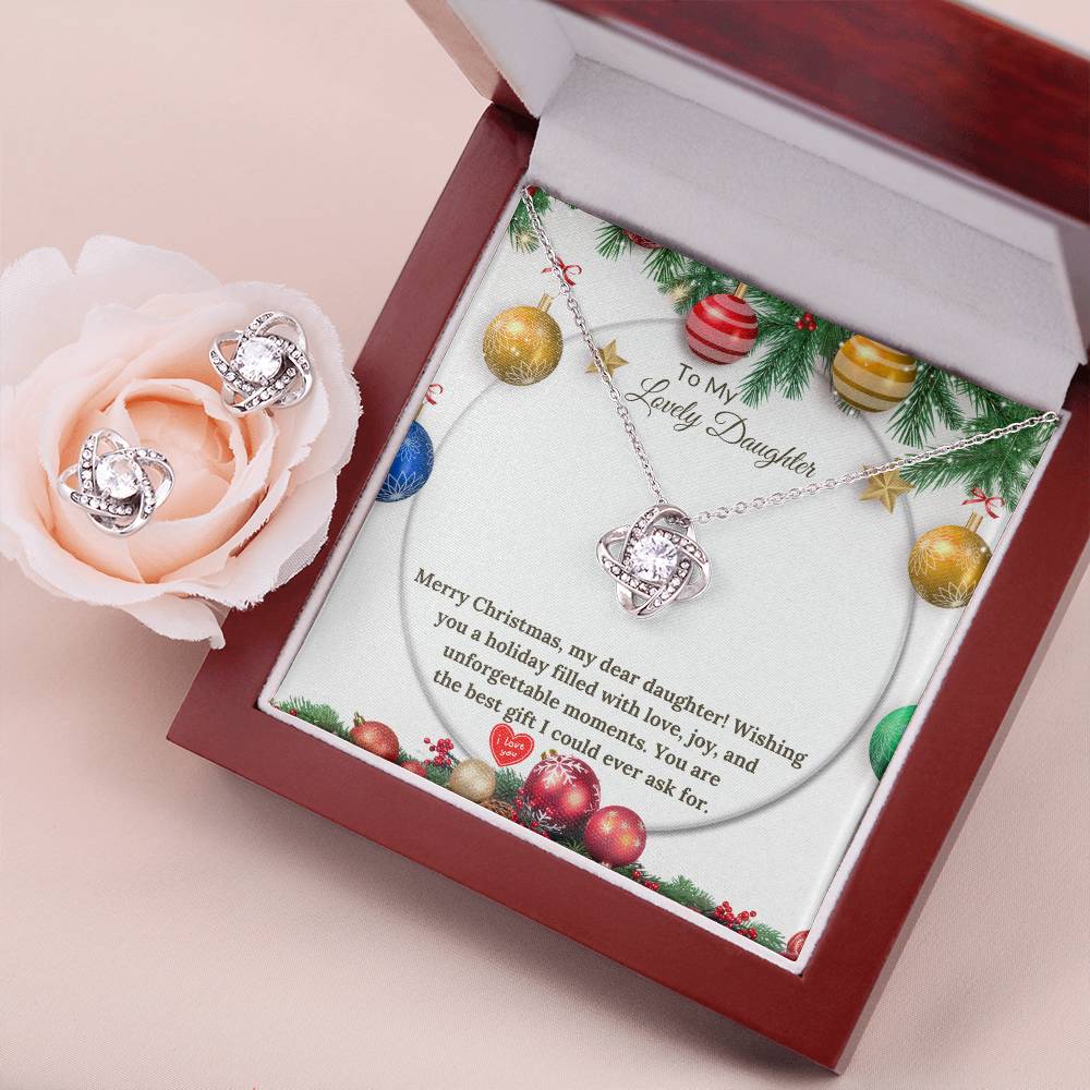 Christmas Love Knot Earring & Necklace Set