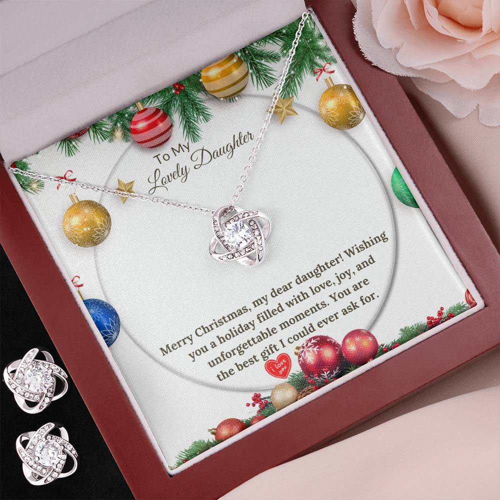 Christmas Love Knot Earring & Necklace Set