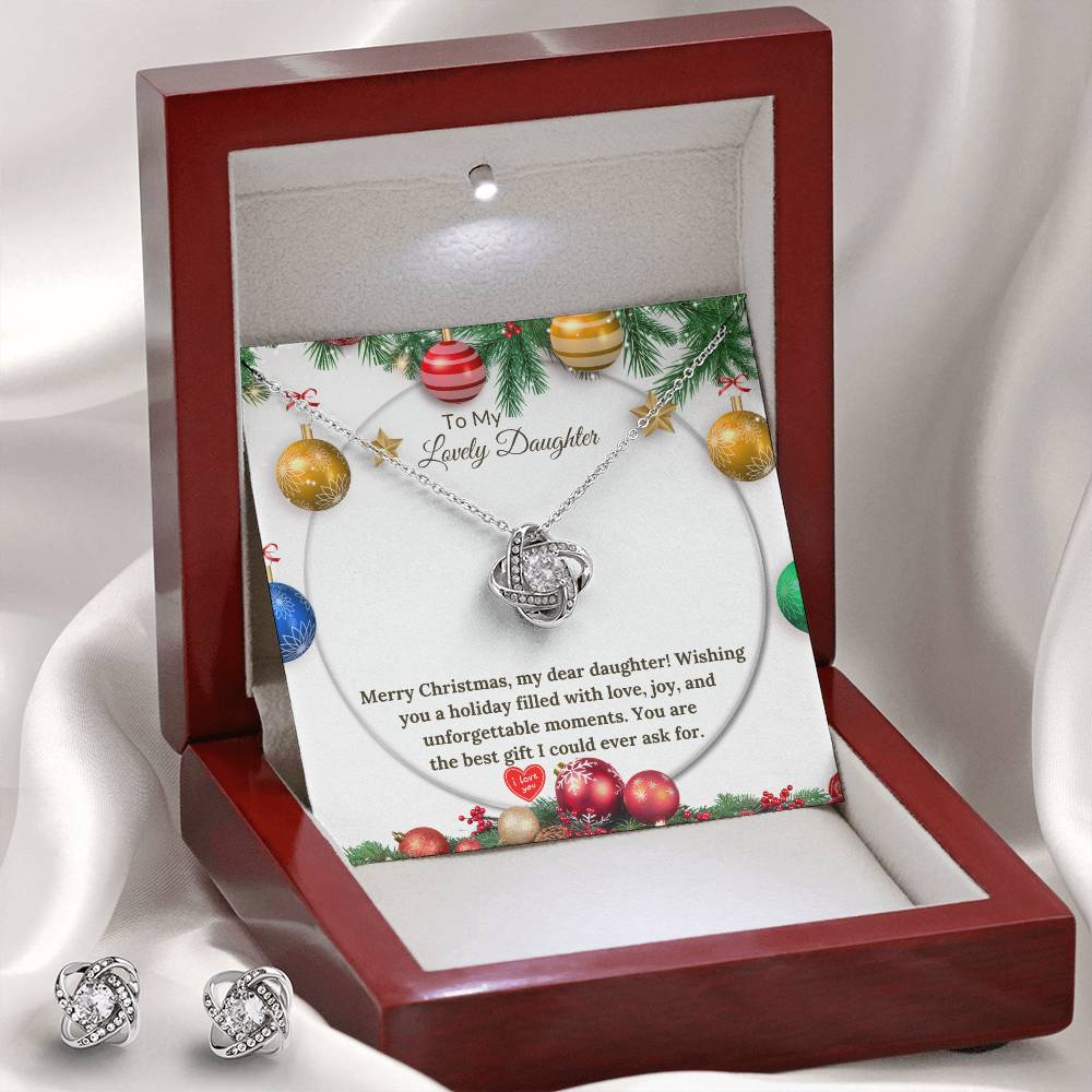 Christmas Love Knot Earring & Necklace Set