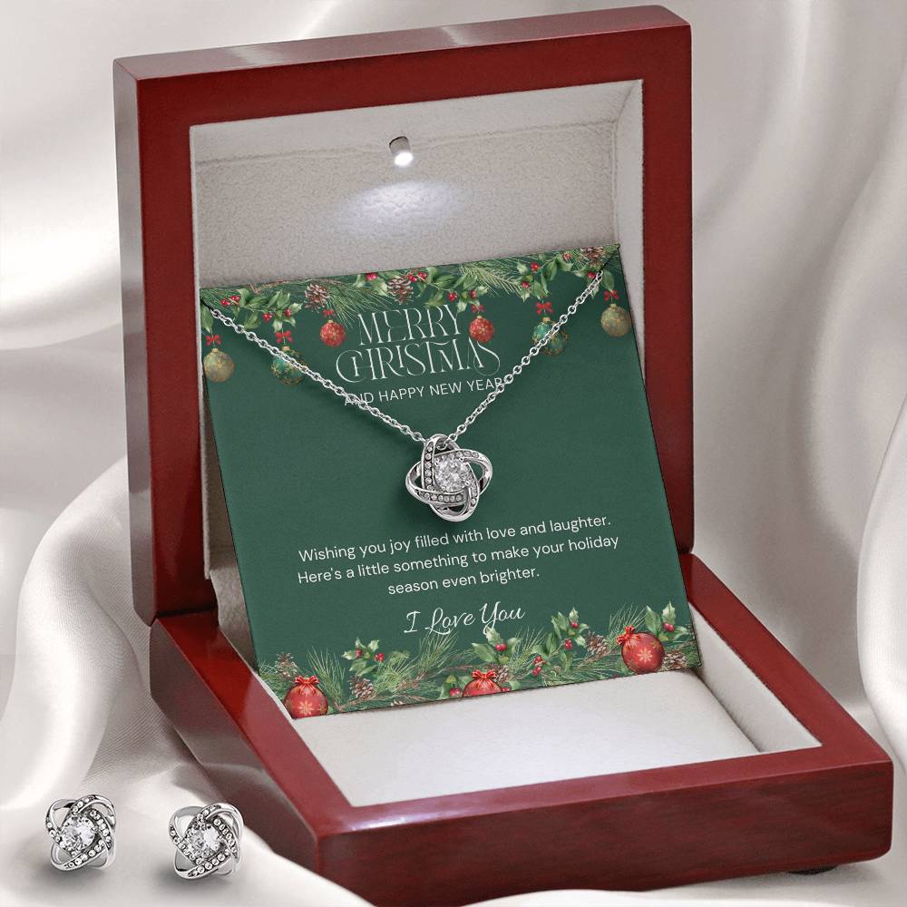 Set of Love Knot Earring & Necklace for Christmas