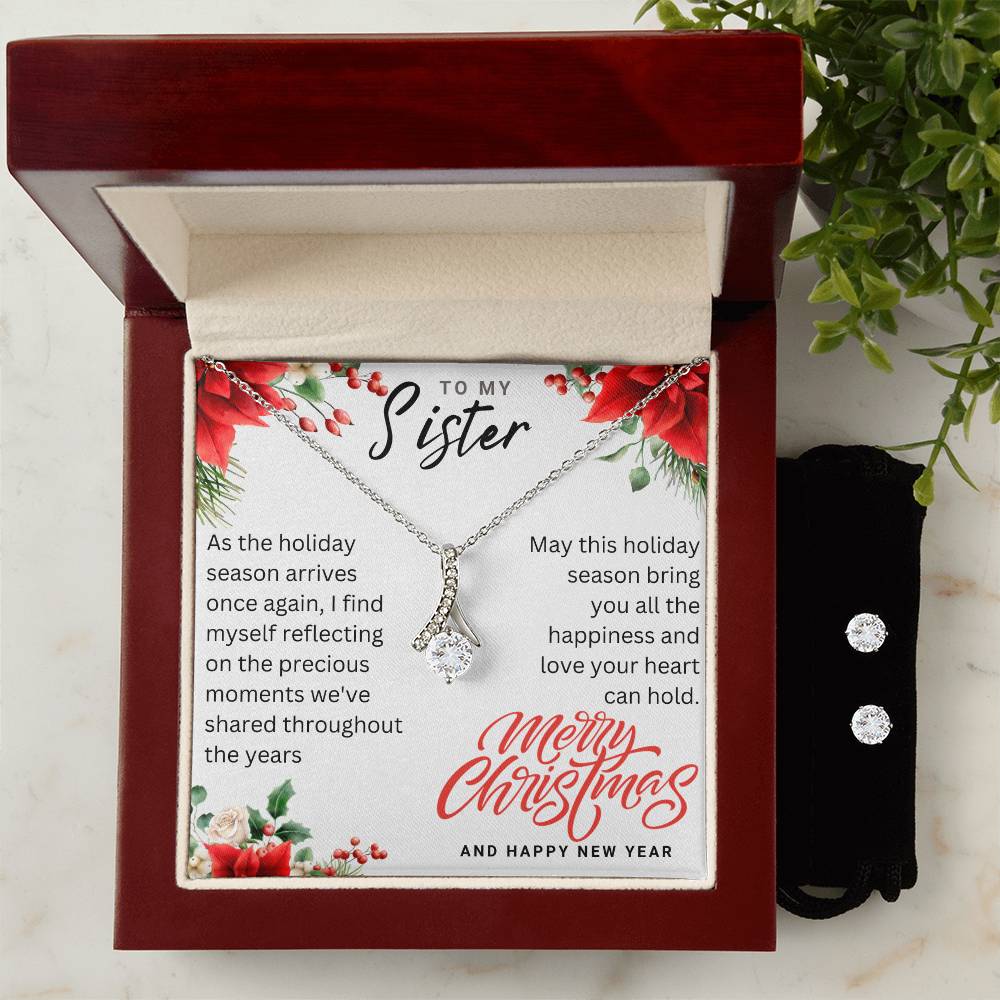 Christmas Gift for A Sister : Alluring Beauty + Clear CZ Earrings