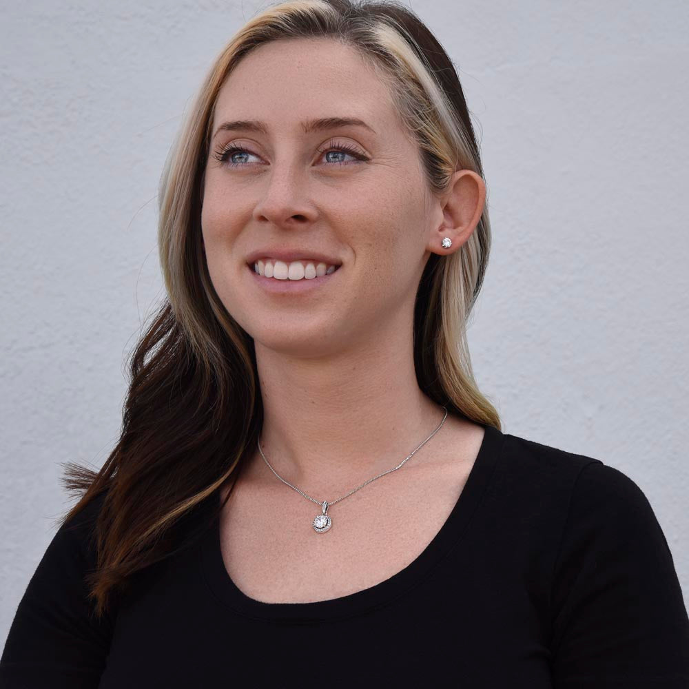 Eternal Hope Christmas Necklace + Clear CZ Earrings for a Loving Daughter