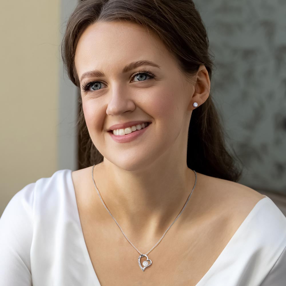 Valentine Forever Love Necklace + Clear Earrings