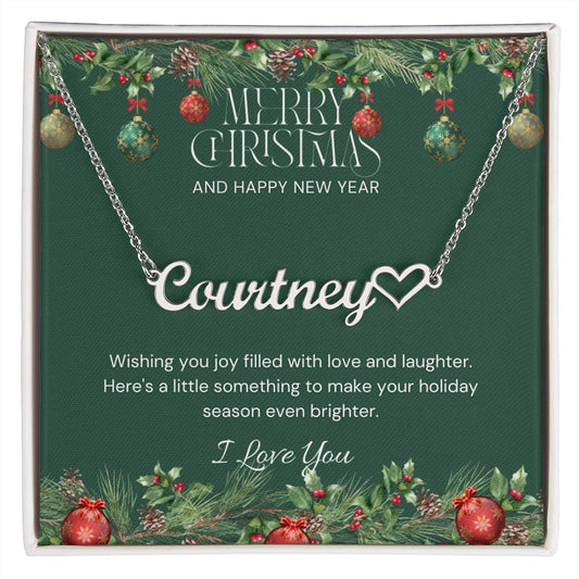 Christmas Name Necklace + Heart Character (w/MC)