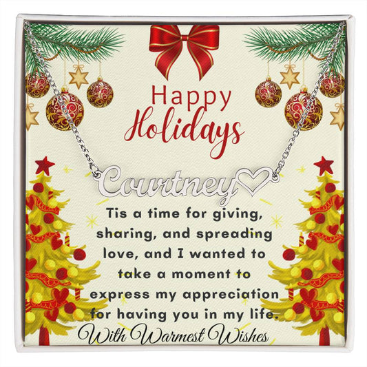 Christmas Name Necklace + Heart Character (w/MC)