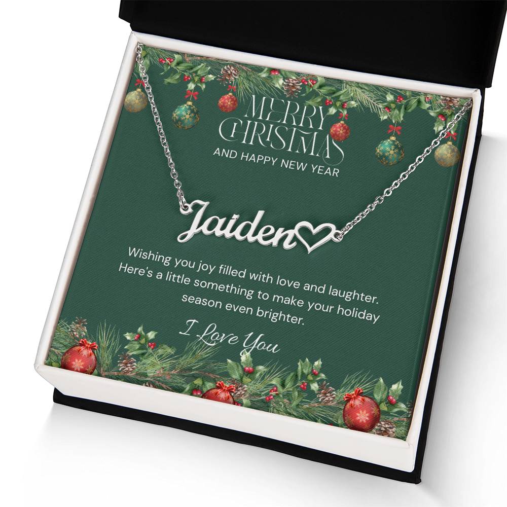 Christmas Name Necklace + Heart Character (w/MC)