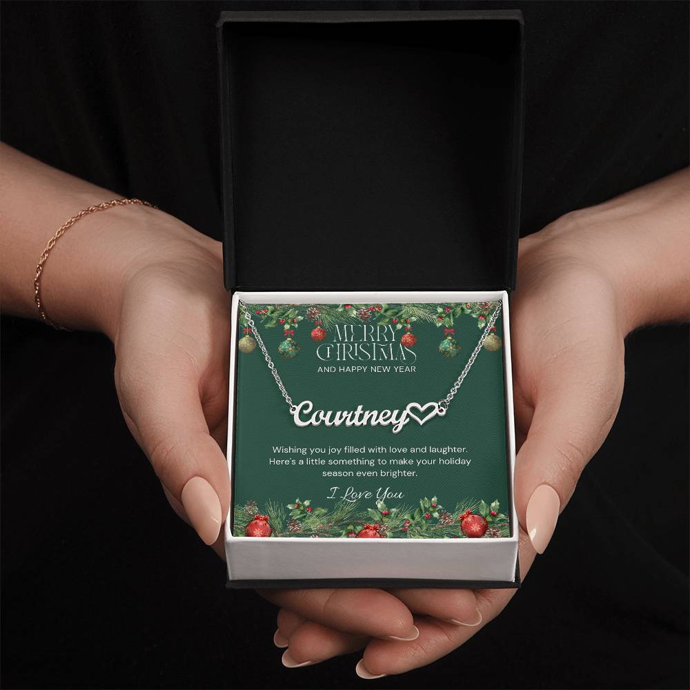 Christmas Name Necklace + Heart Character (w/MC)