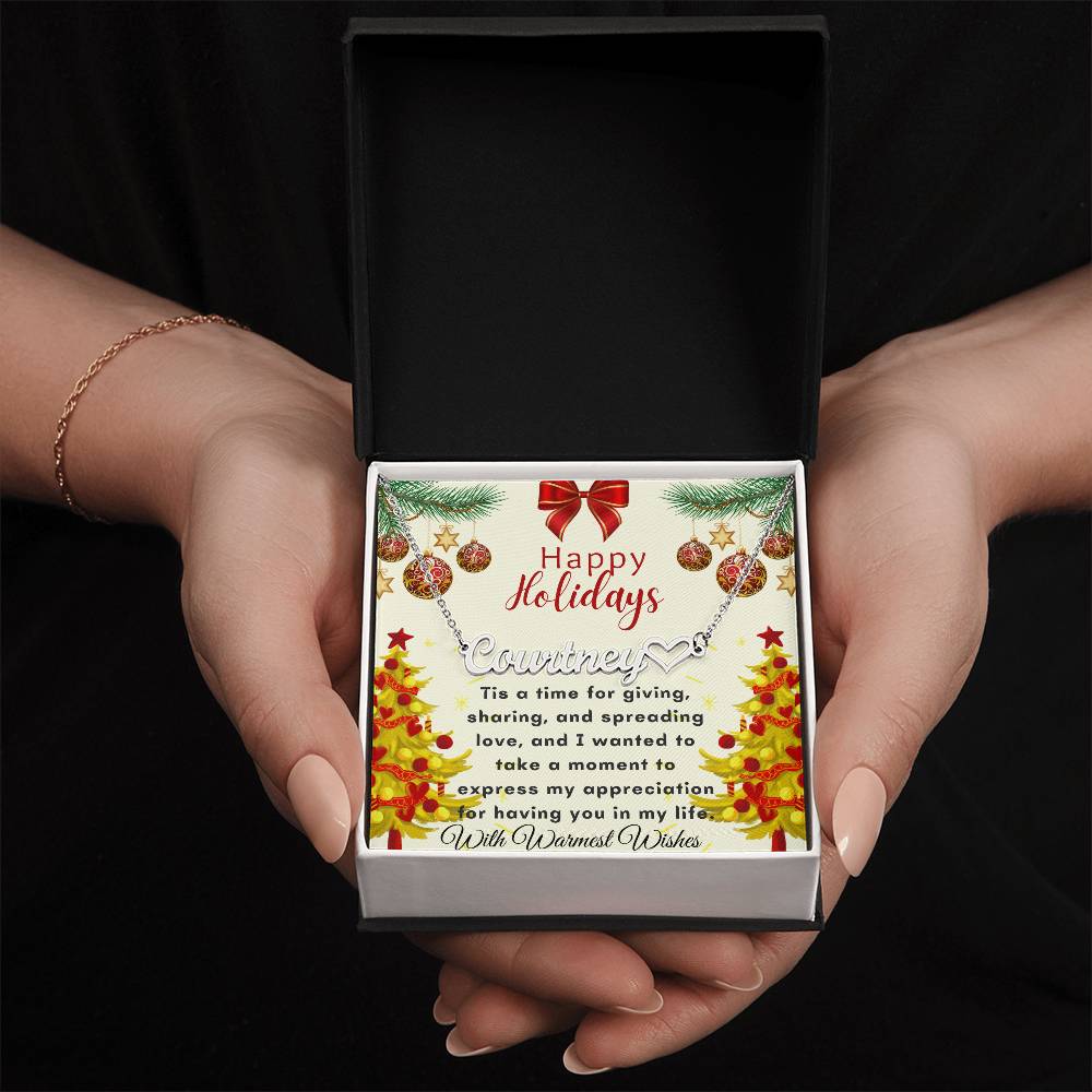 Christmas Name Necklace + Heart Character (w/MC)