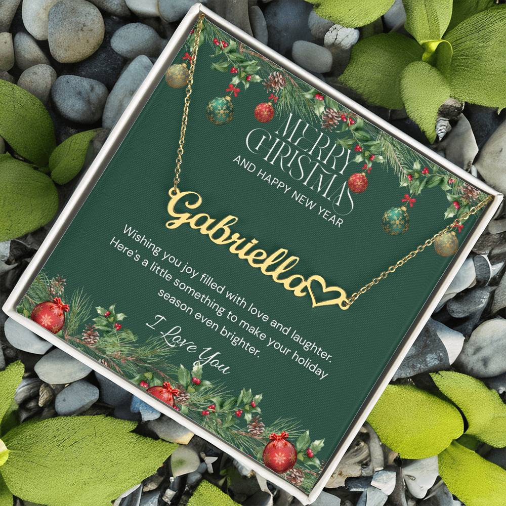 Christmas Name Necklace + Heart Character (w/MC)