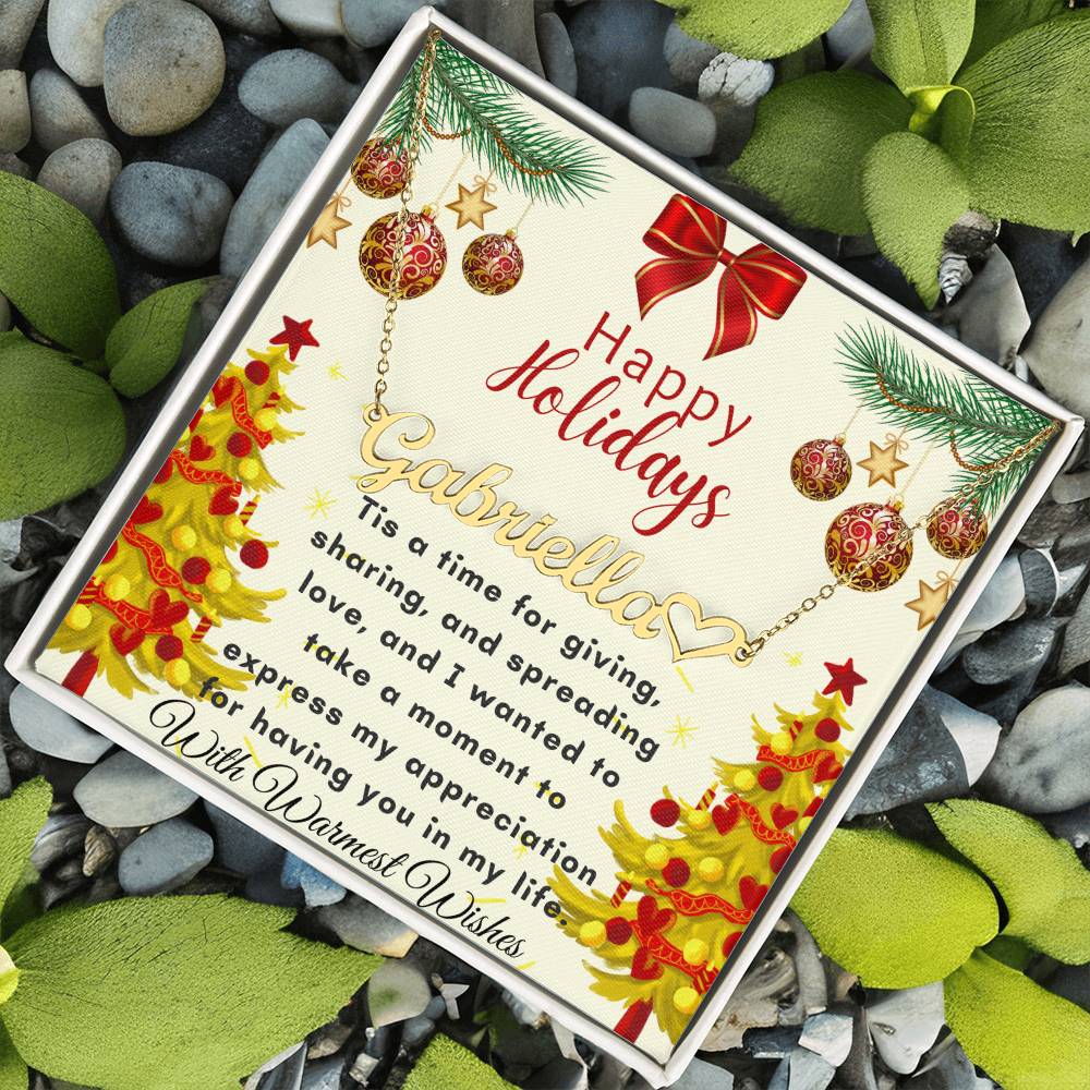 Christmas Name Necklace + Heart Character (w/MC)