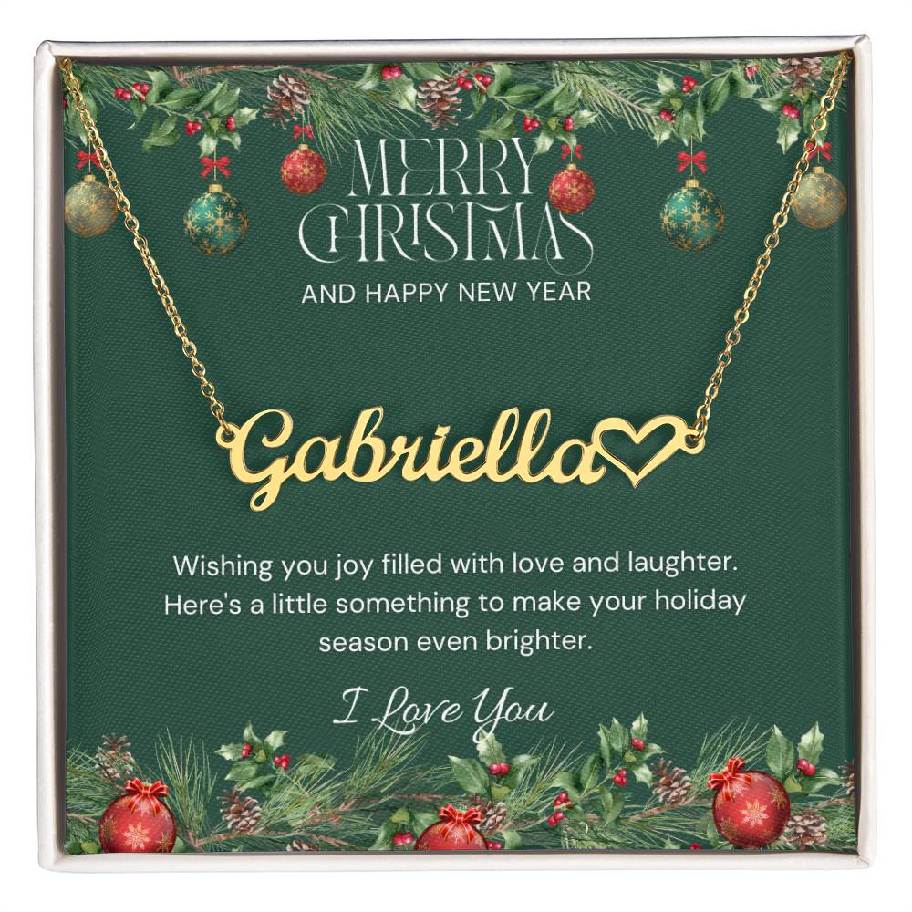 Christmas Name Necklace + Heart Character (w/MC)
