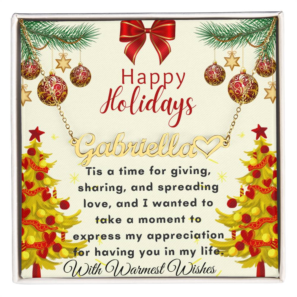 Christmas Name Necklace + Heart Character (w/MC)