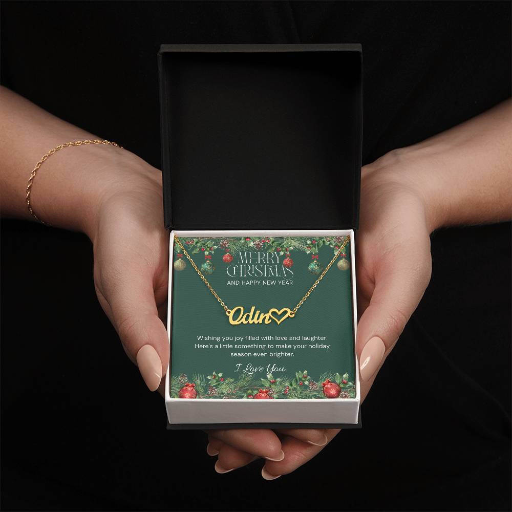 Christmas Name Necklace + Heart Character (w/MC)