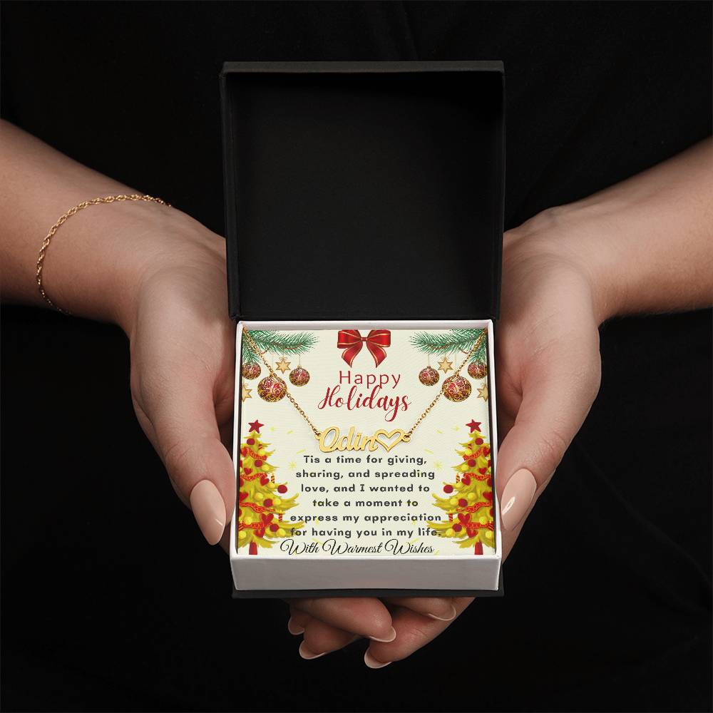 Christmas Name Necklace + Heart Character (w/MC)