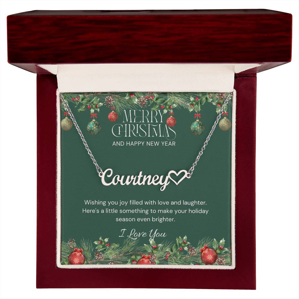 Christmas Name Necklace + Heart Character (w/MC)