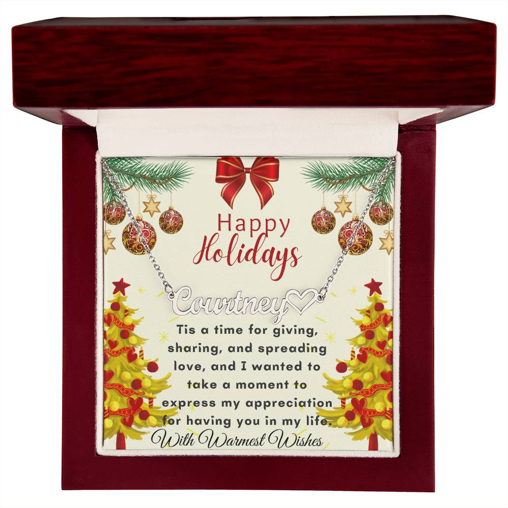 Christmas Name Necklace + Heart Character (w/MC)