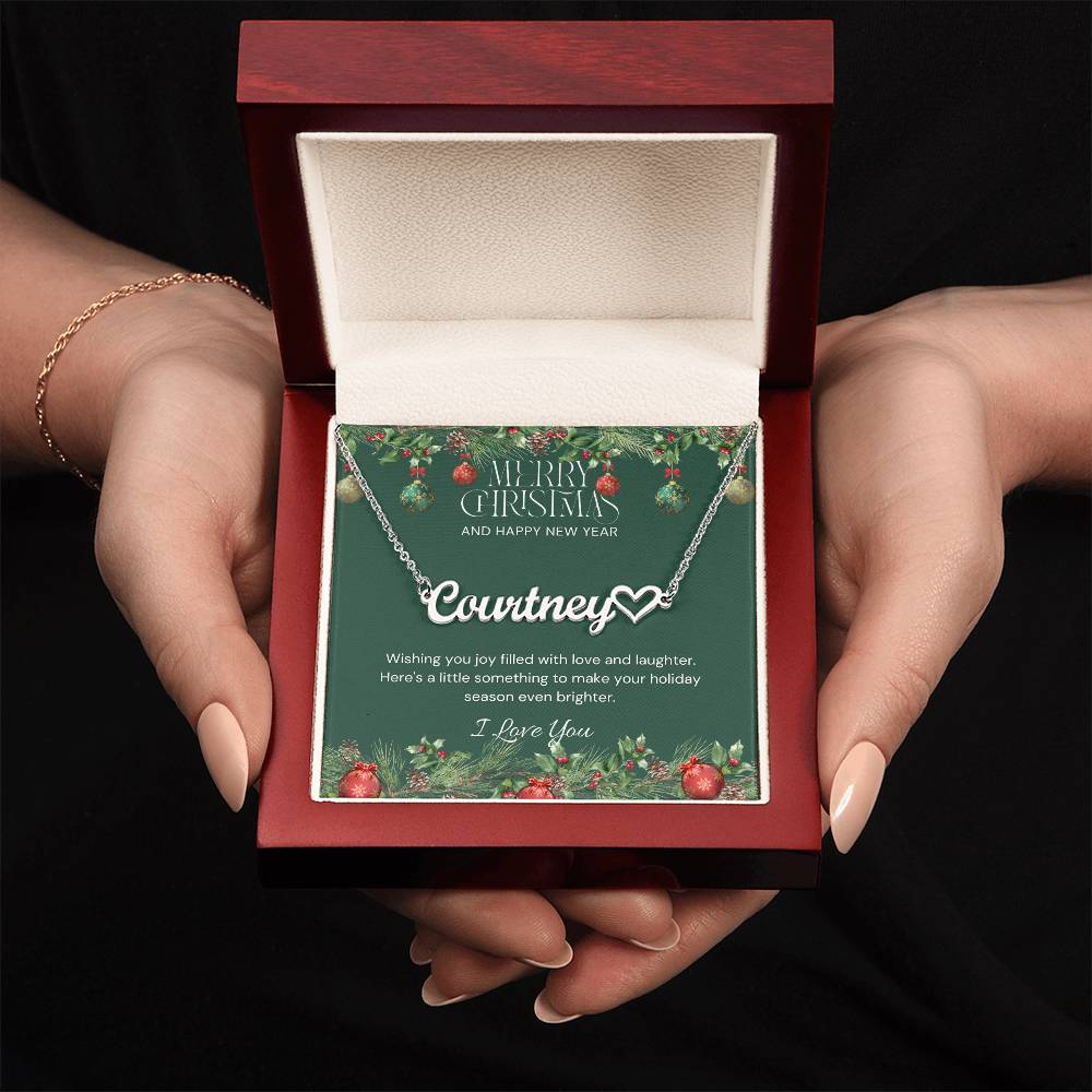 Christmas Name Necklace + Heart Character (w/MC)