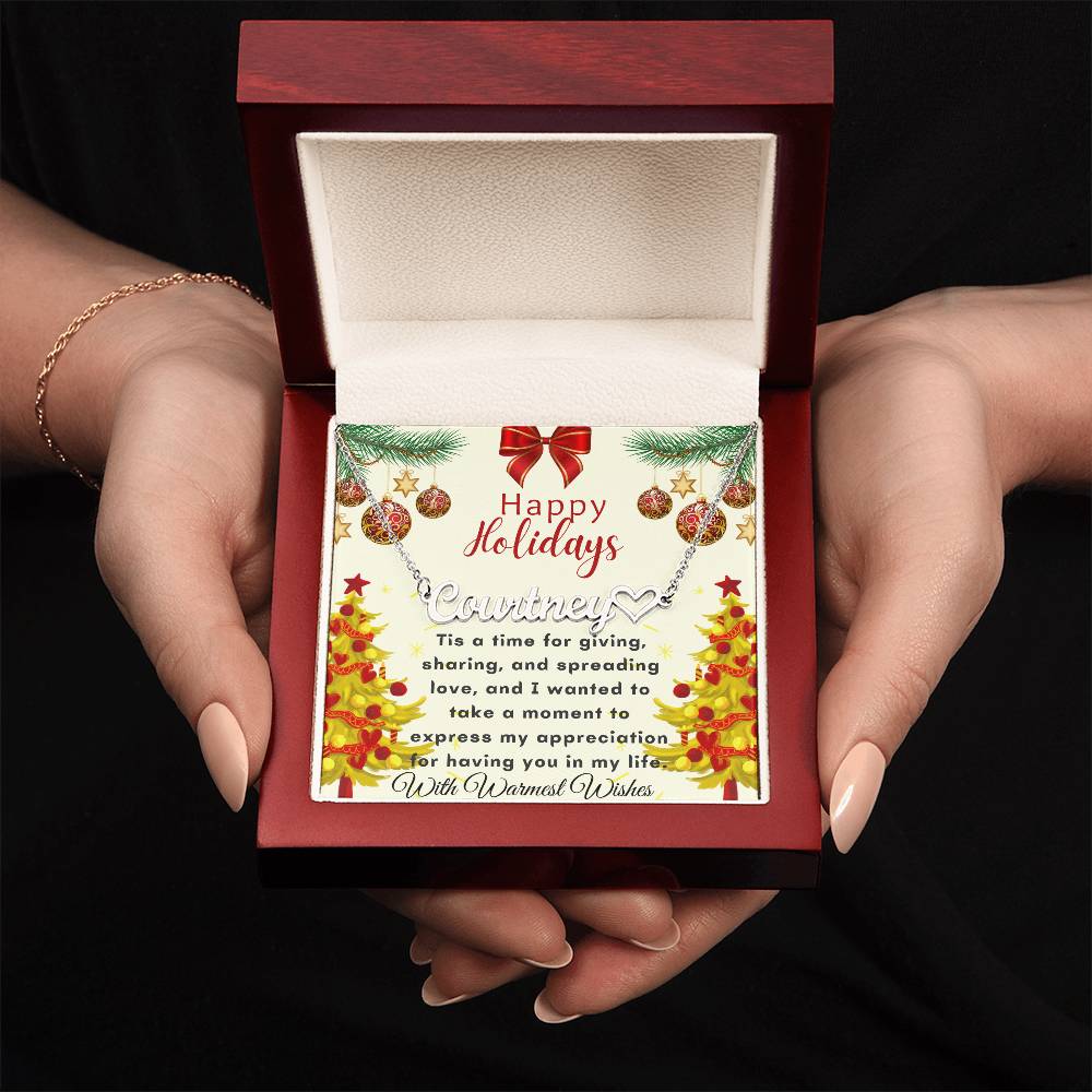 Christmas Name Necklace + Heart Character (w/MC)