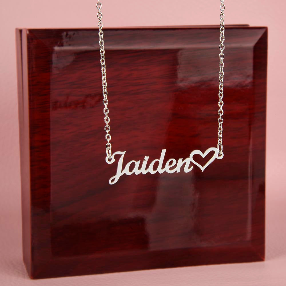 Christmas Name Necklace + Heart Character (w/MC)