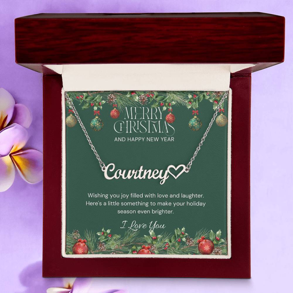 Christmas Name Necklace + Heart Character (w/MC)