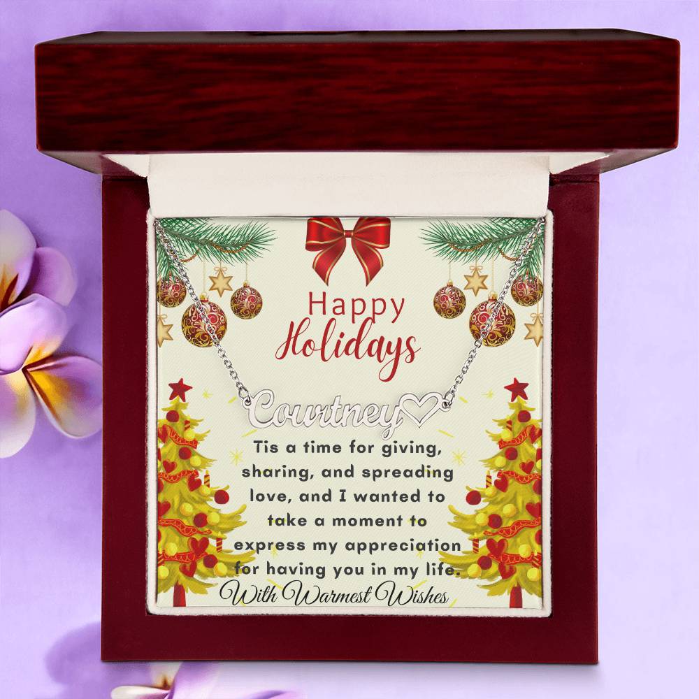 Christmas Name Necklace + Heart Character (w/MC)