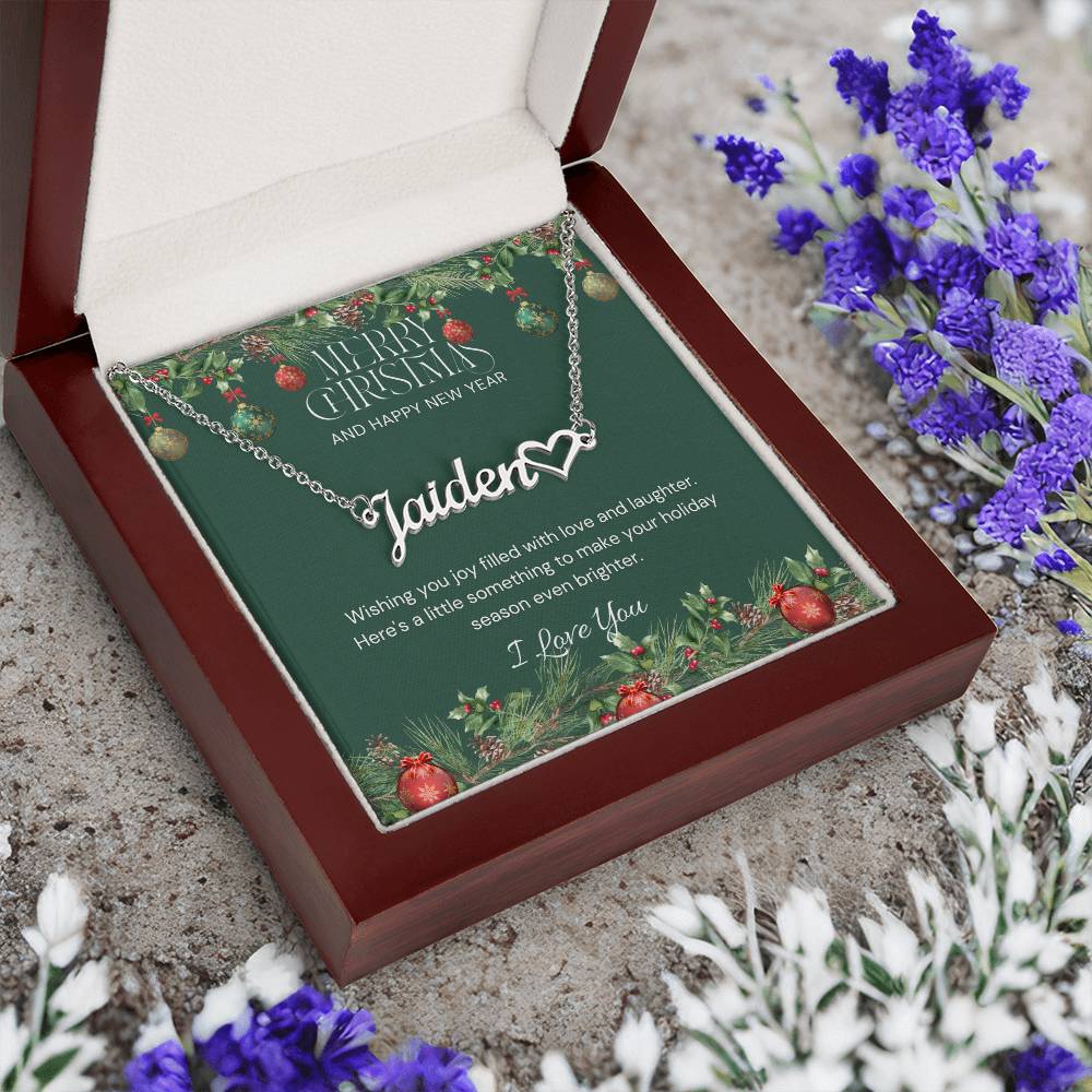 Christmas Name Necklace + Heart Character (w/MC)