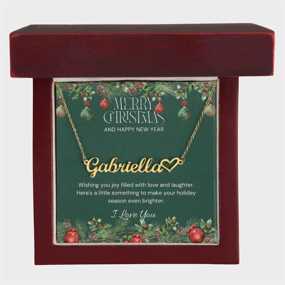Christmas Name Necklace + Heart Character (w/MC)