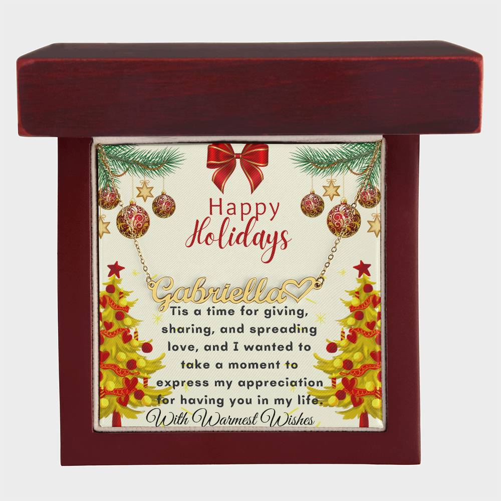 Christmas Name Necklace + Heart Character (w/MC)